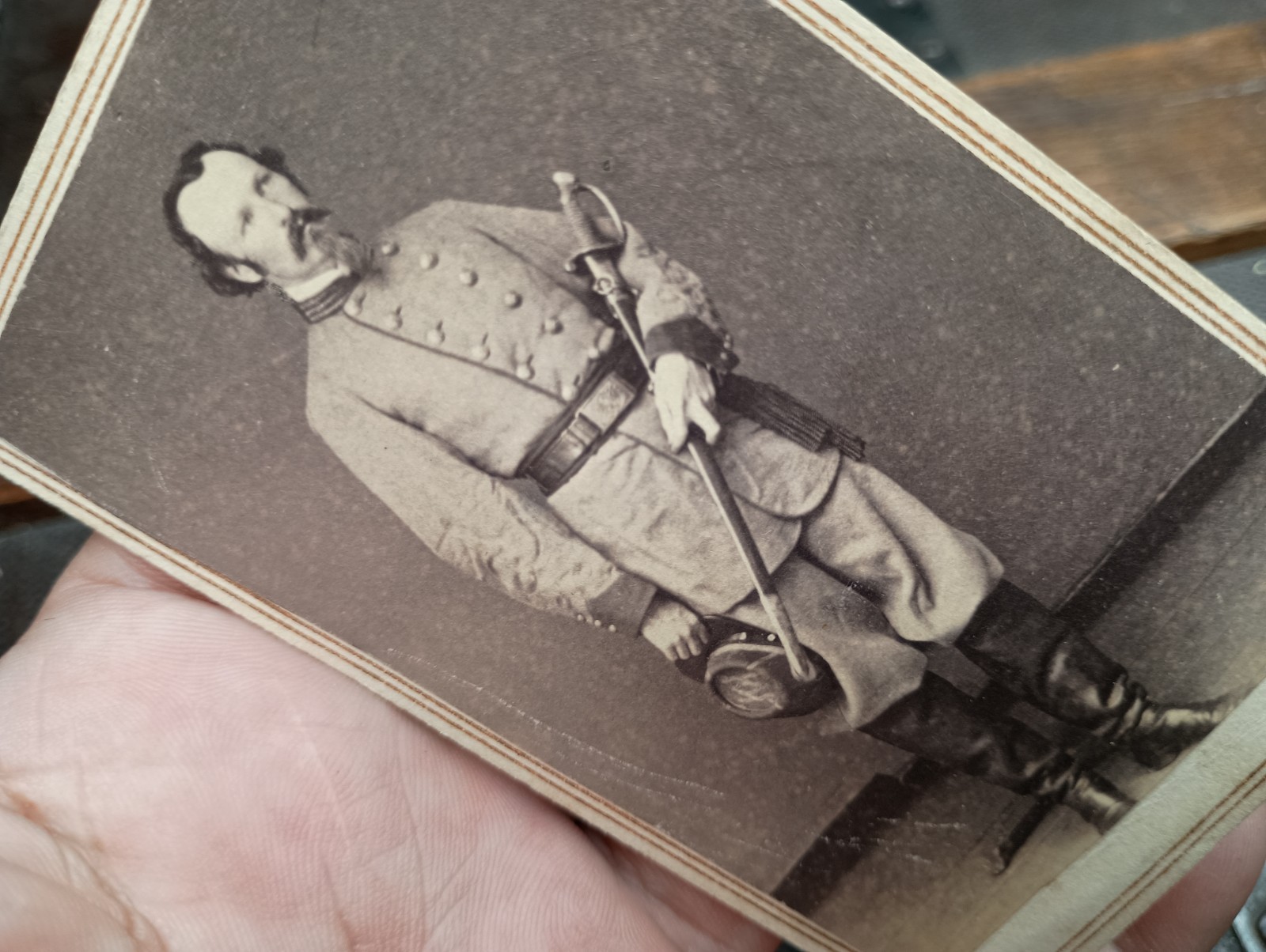 RARE CDV CONFEDERATE Captain W/ Sword South Carolina Photographer Cooley/Becket