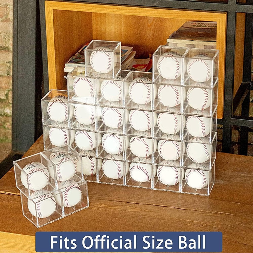 Baseball Display Case, UV Protected Acrylic Cube Holder Square Clear