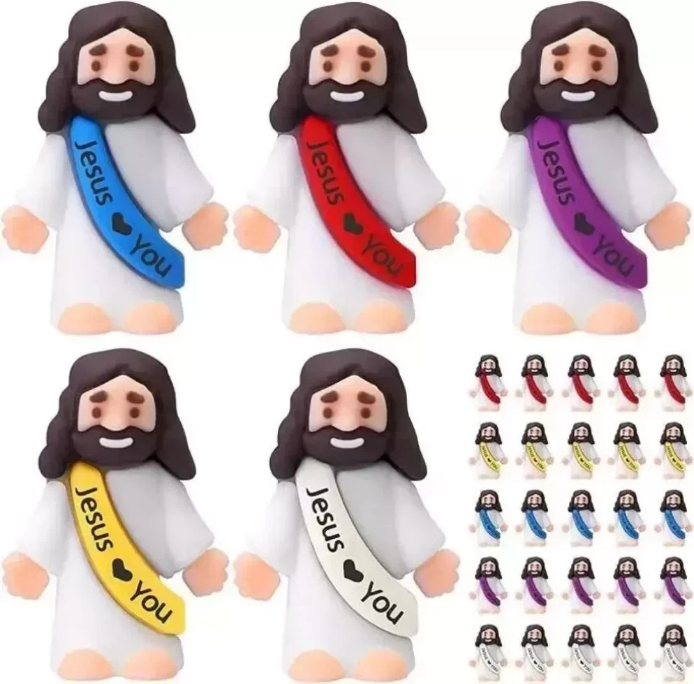 25 P Little Jesus Figures Original Design Jesus Love You Mini Rubber Jesus #/##