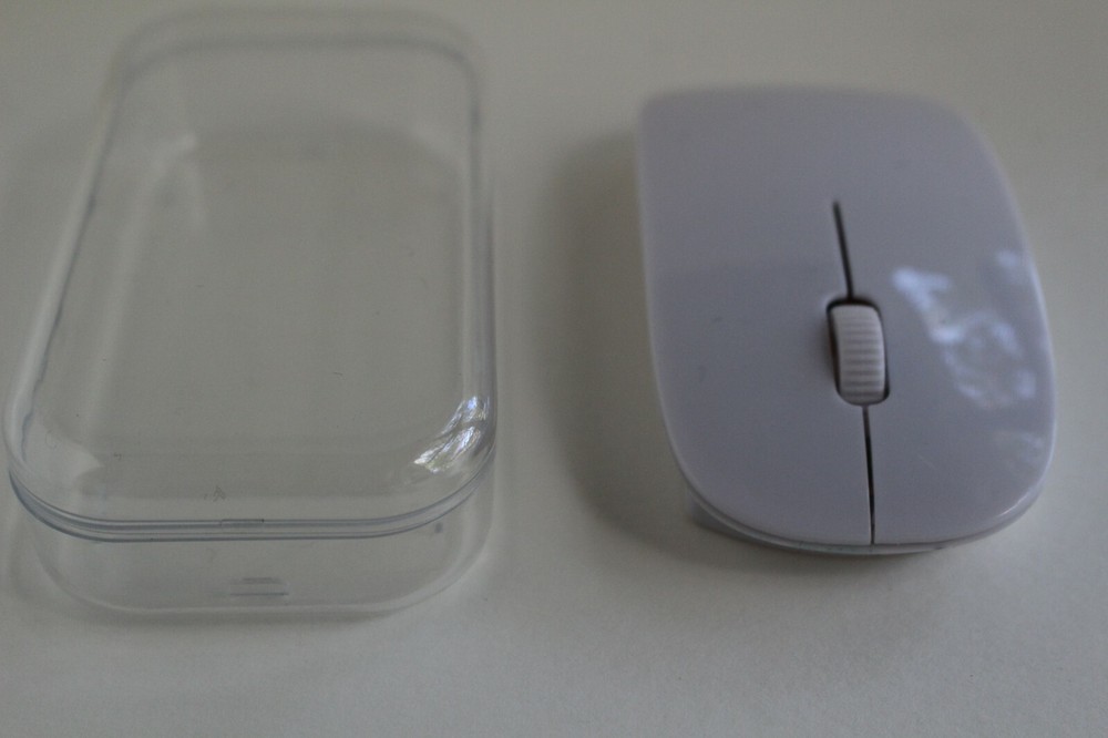 Computer Mouse Wireless Scroll Wheel White, Red LED USB Dongle for Laptop PC Mac