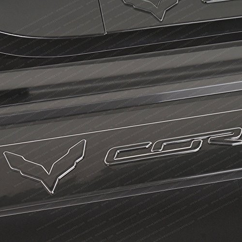 Corvette Clear Door Sill Protectors : C7 Clear w/ Embossed Corvette Script