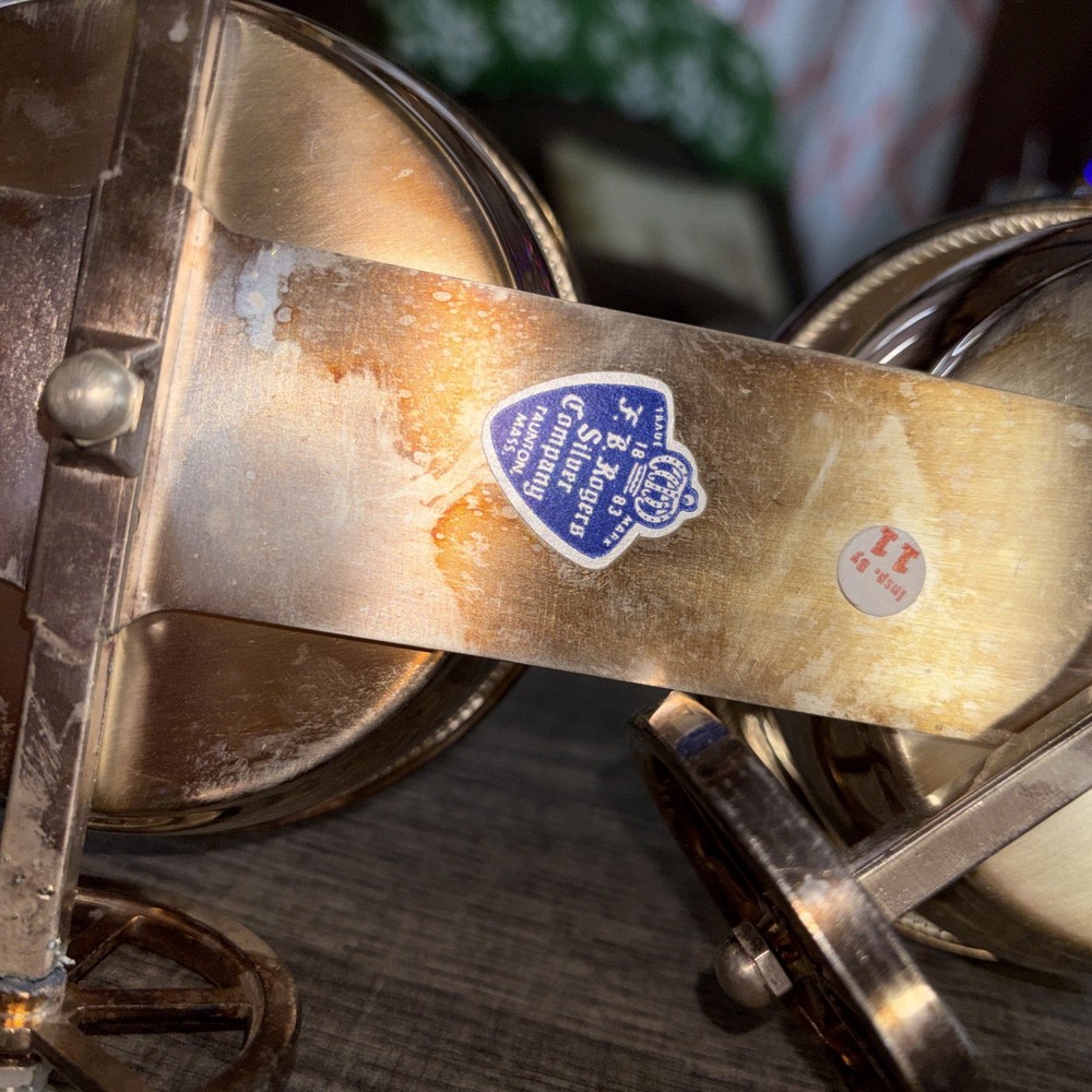 VINTAGE F.B. Rogers 1883 Silver #517 Wagon Condiment Server Wine Bottle Coasters