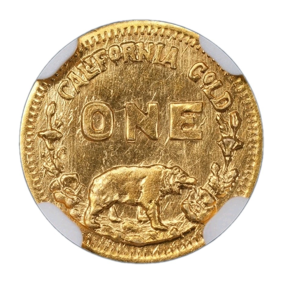 1915 California Fractional Gold Hart's Coins Of The West One CMRD-4 R7 NGC UNC