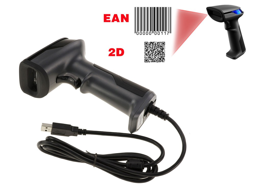 USB Shower Head 1D Barcode Reader UPC EAN GS1 2D QR DataMatrix Code