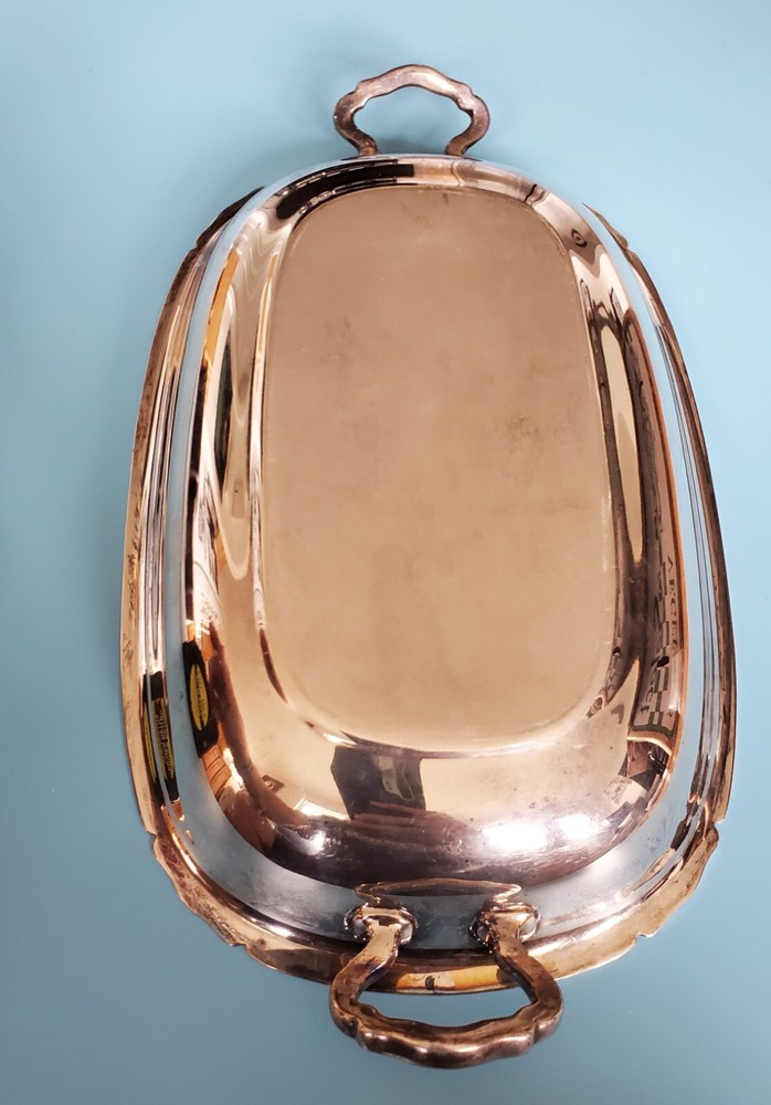Vintage Plated Silver Serving Dish with handles. Great Condition! 10" long