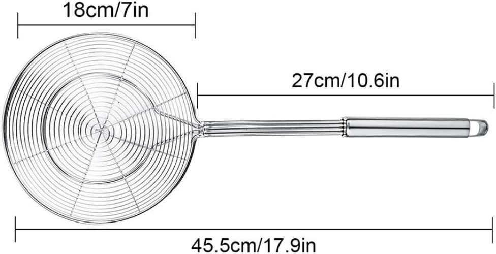 Dishwasher Safe Spider Skimmer with Comfortable Handle for Effortless Straining