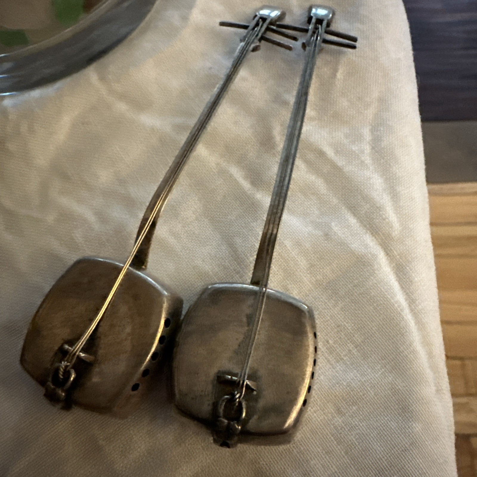 Pair Of (2) Japanese Shamisen Lute .925 Sterling Silver Salt & Pepper Shakers