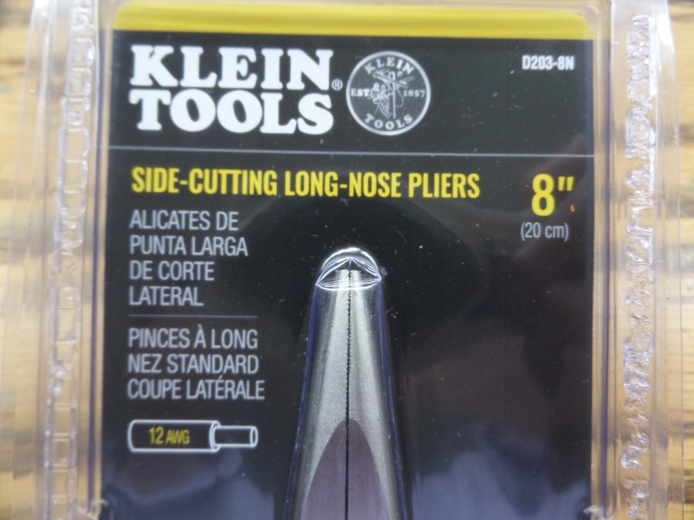 Klein Tools D203-8N , 8" Side Cutting Long Nose Needle Nose Pliers