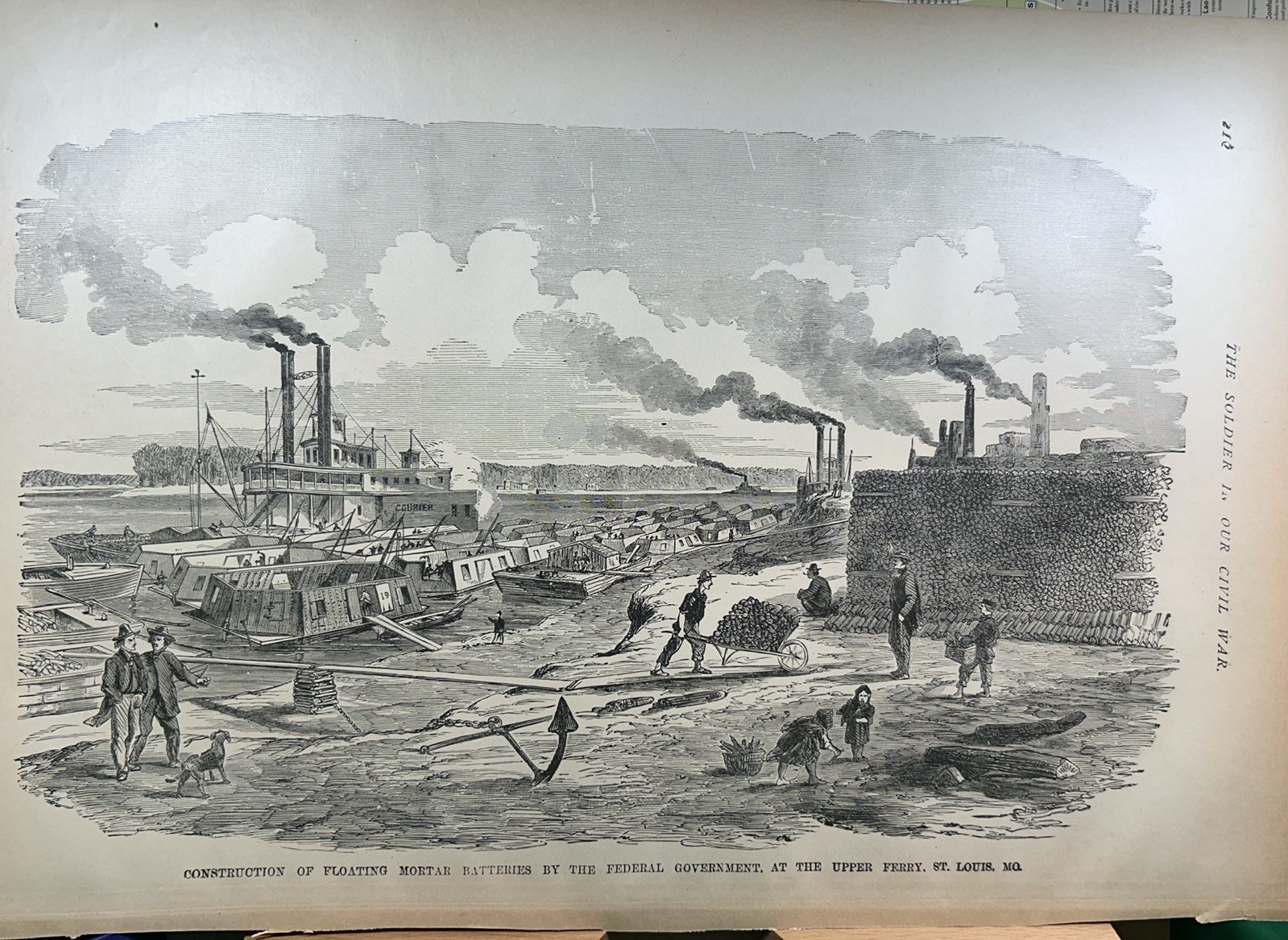 CONSTRUCTION OF FLOATING MORTAR BATTERIES...The Soldier in Our Civil War (1890)