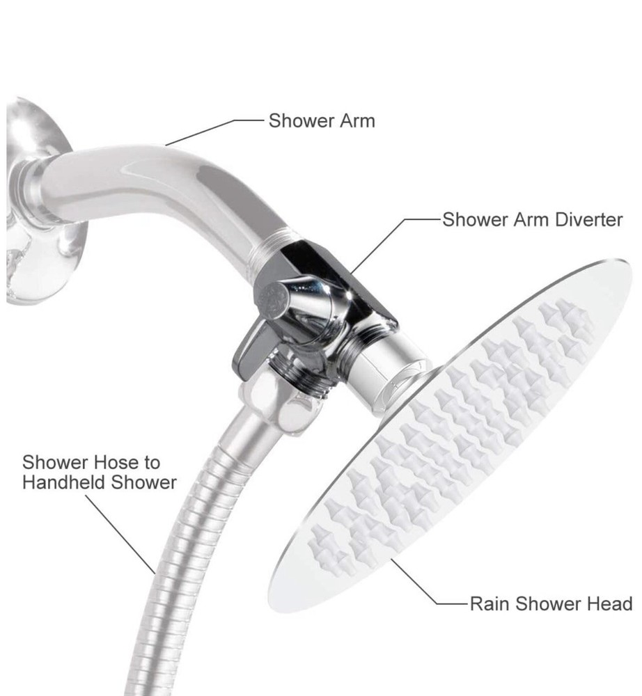 Solid Brass Shower Arm 2-Way Diverter Valve For Hand-shower Chrome