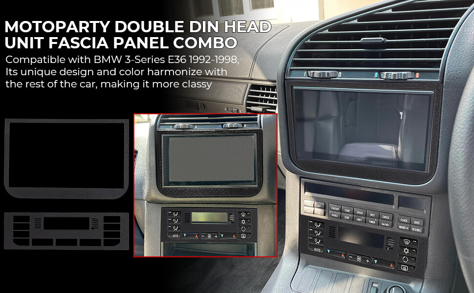 For 1992-1998 BMW 3-Series E36 Double DIN Headunit Fascia Panel Bezel Combo US