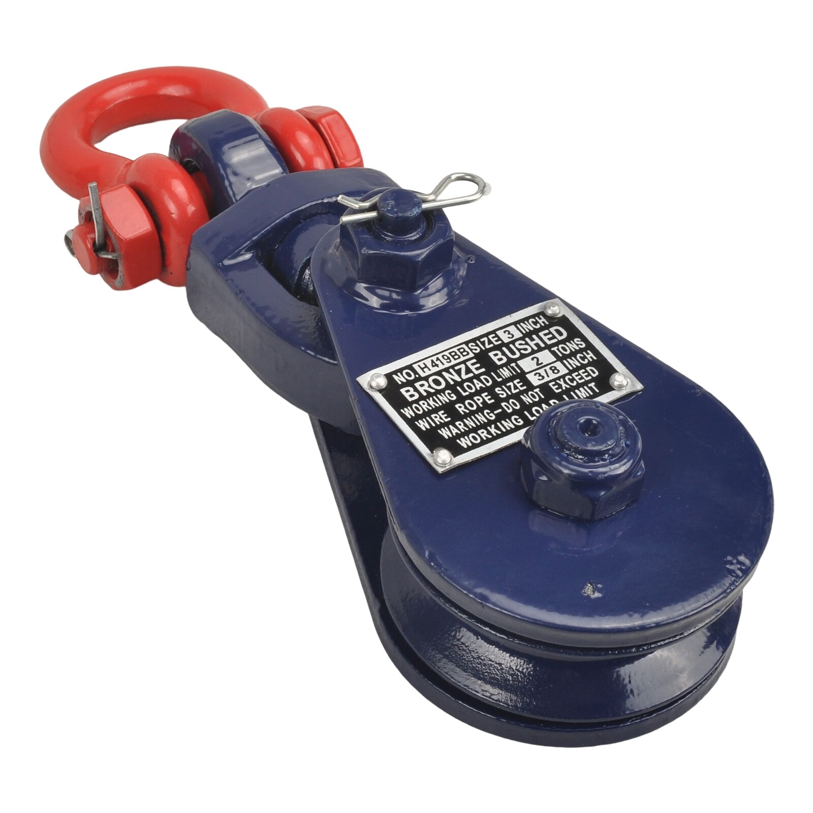 2 Ton 3" Snatch Block w/ Shackle & 2' Tow Chain Carrier Cable Anchor Wrecker Car