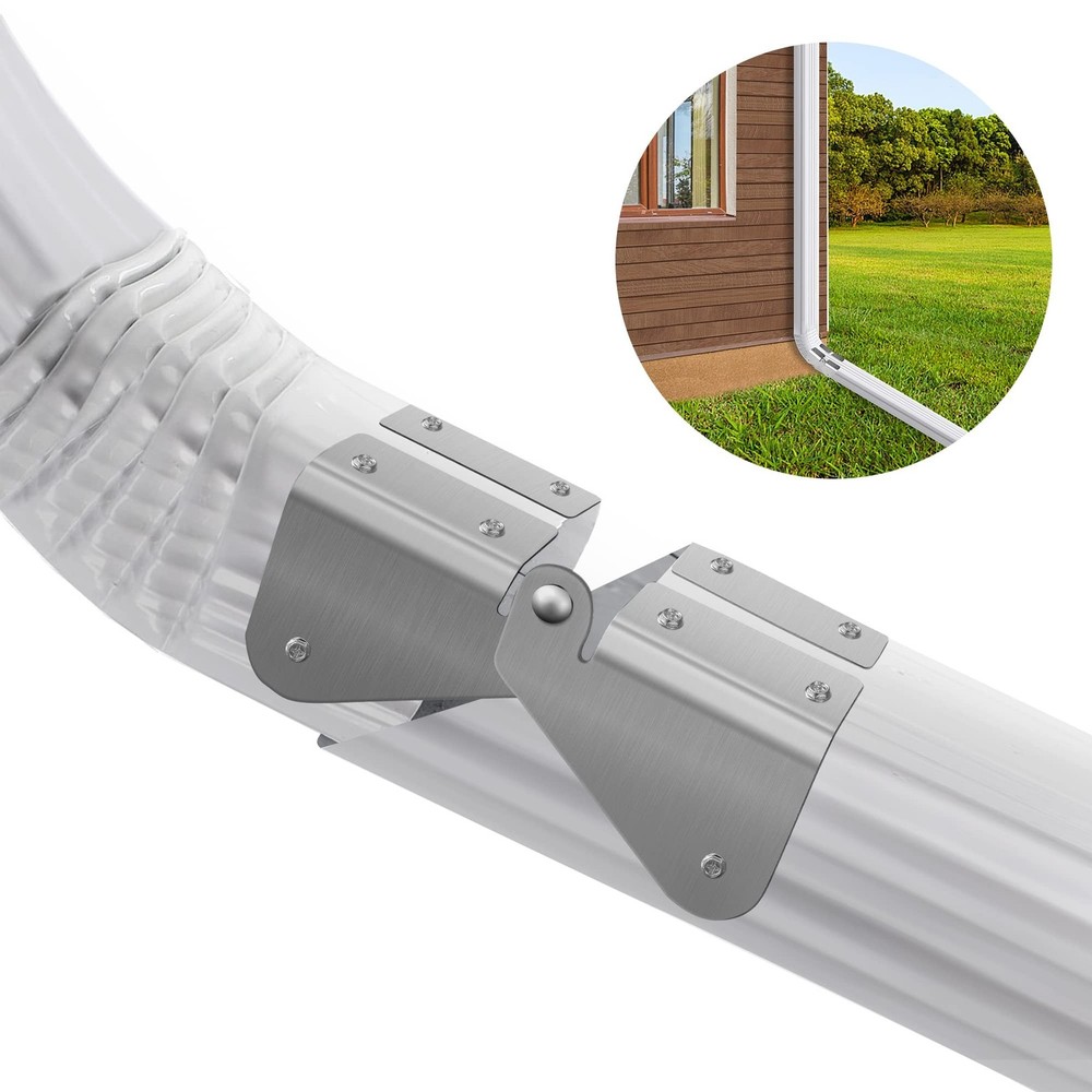 2Pack 4Pcs Gutter Extension Hinge, Downspout Extension Flip-Up Hinge, Easy DI...