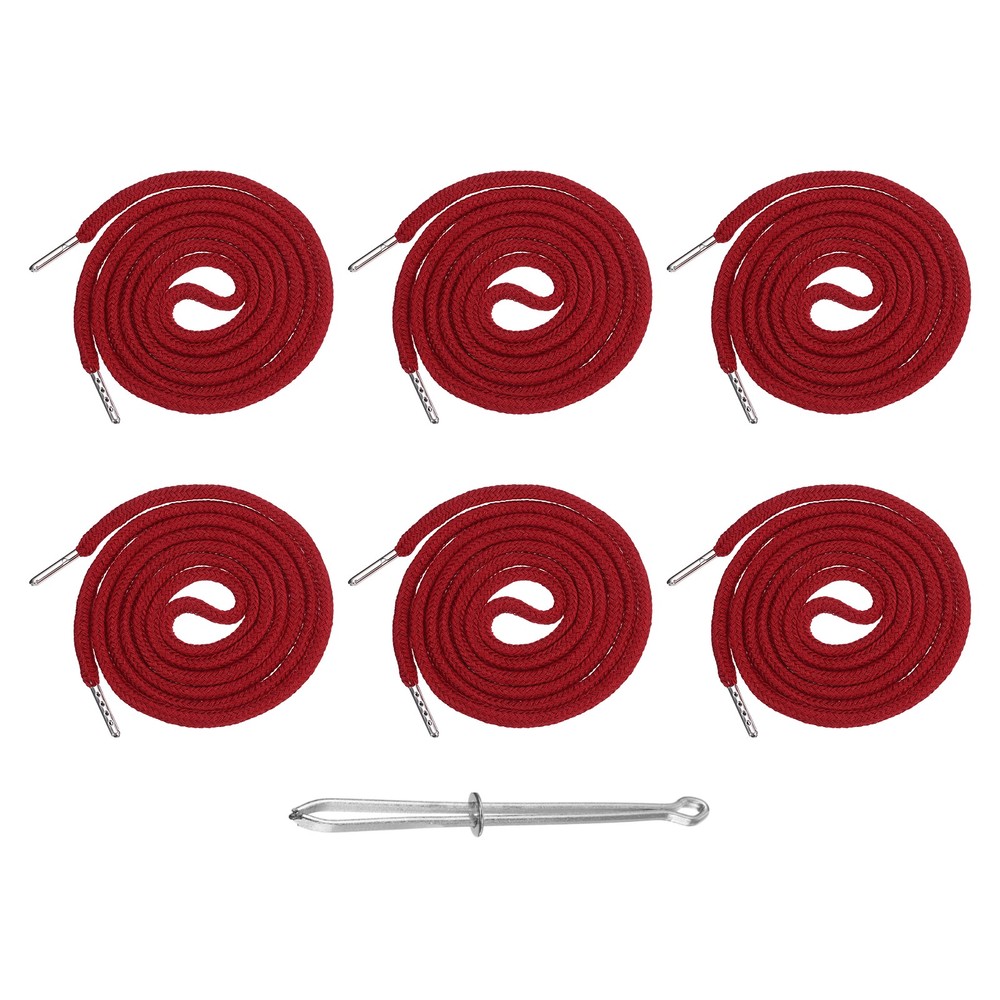 6 Pcs Hoodie Strings Drawstring Cords with Easy Threader (Burgundy)