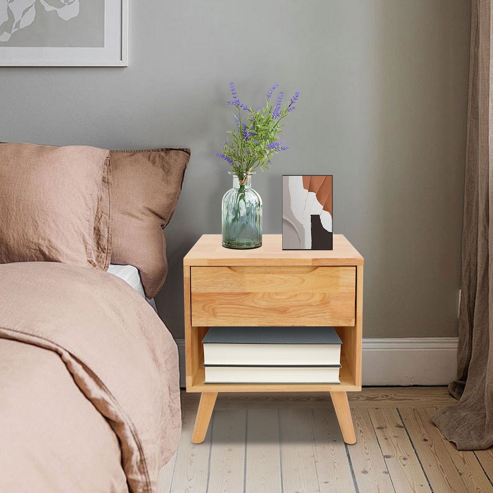 Modern Rectangular Sofa Side Table Bedside Table With Drawer Wood Color NEW/US