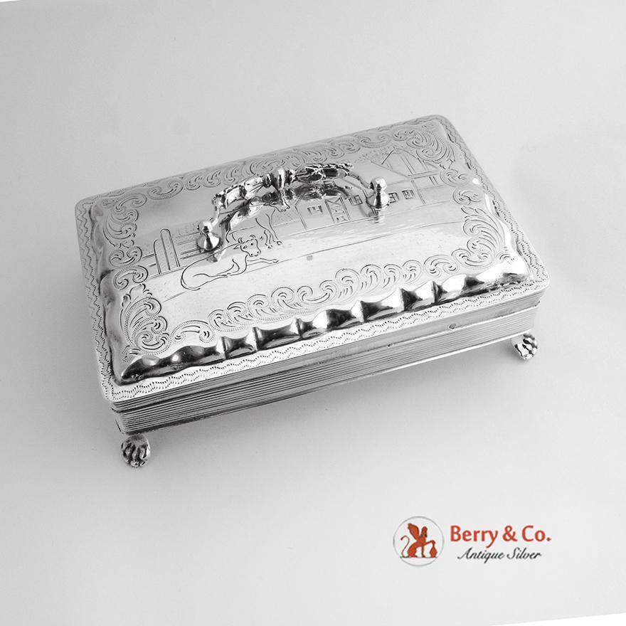 Antique Dutch Rectangular Box 833 Silver 1890