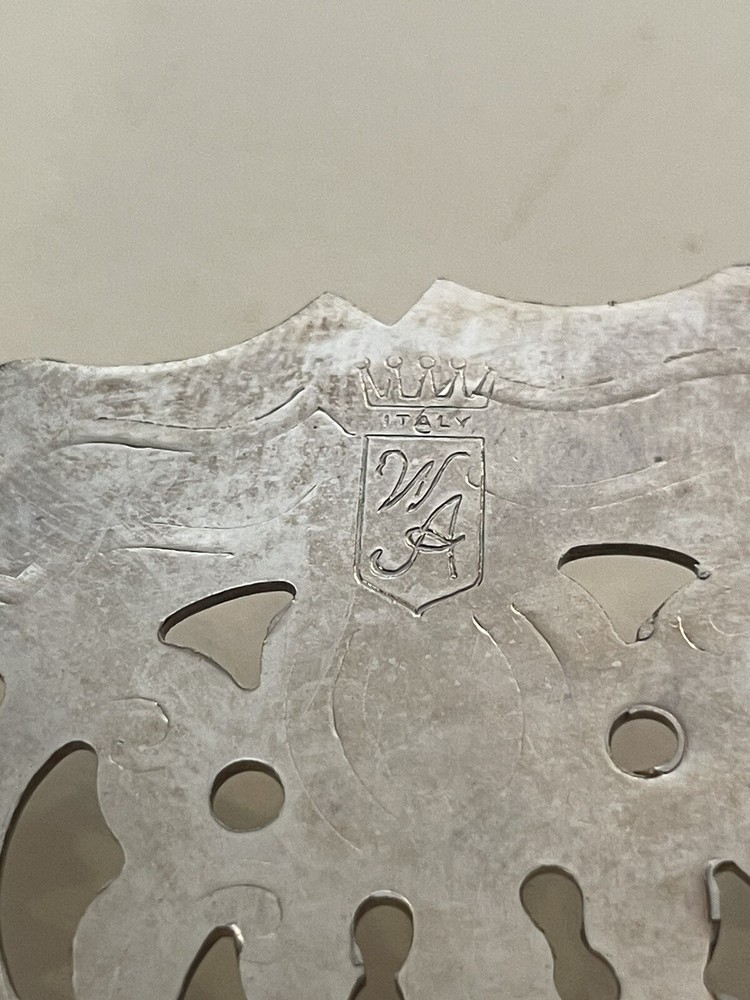 Vintage Crown WA Silver Plate 7.5" Round Pierced Scroll Pattern Footed Trivet