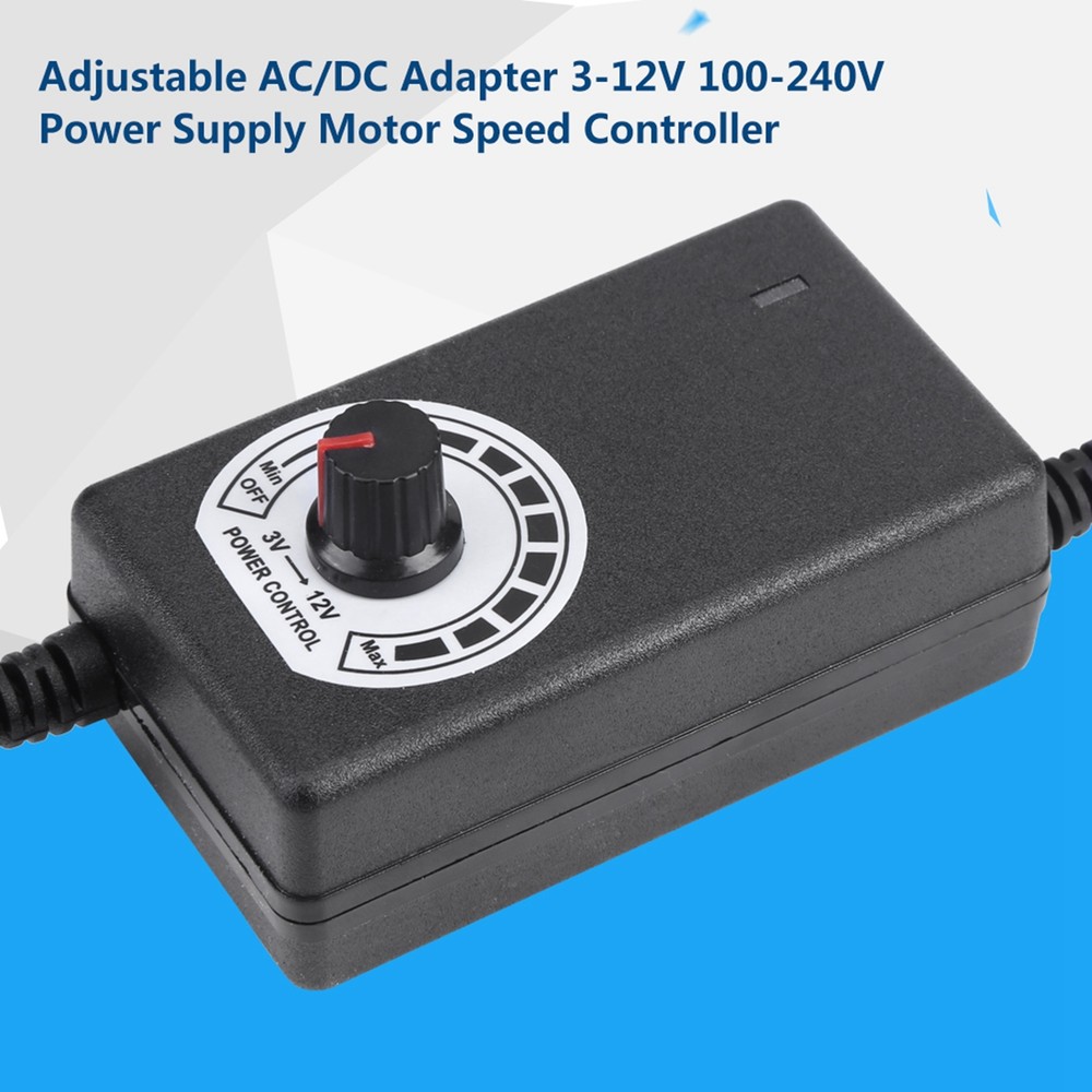 AC To DC Adapter 3‑12V Adjustable Power Supply Motor Speed Controller 110-240V