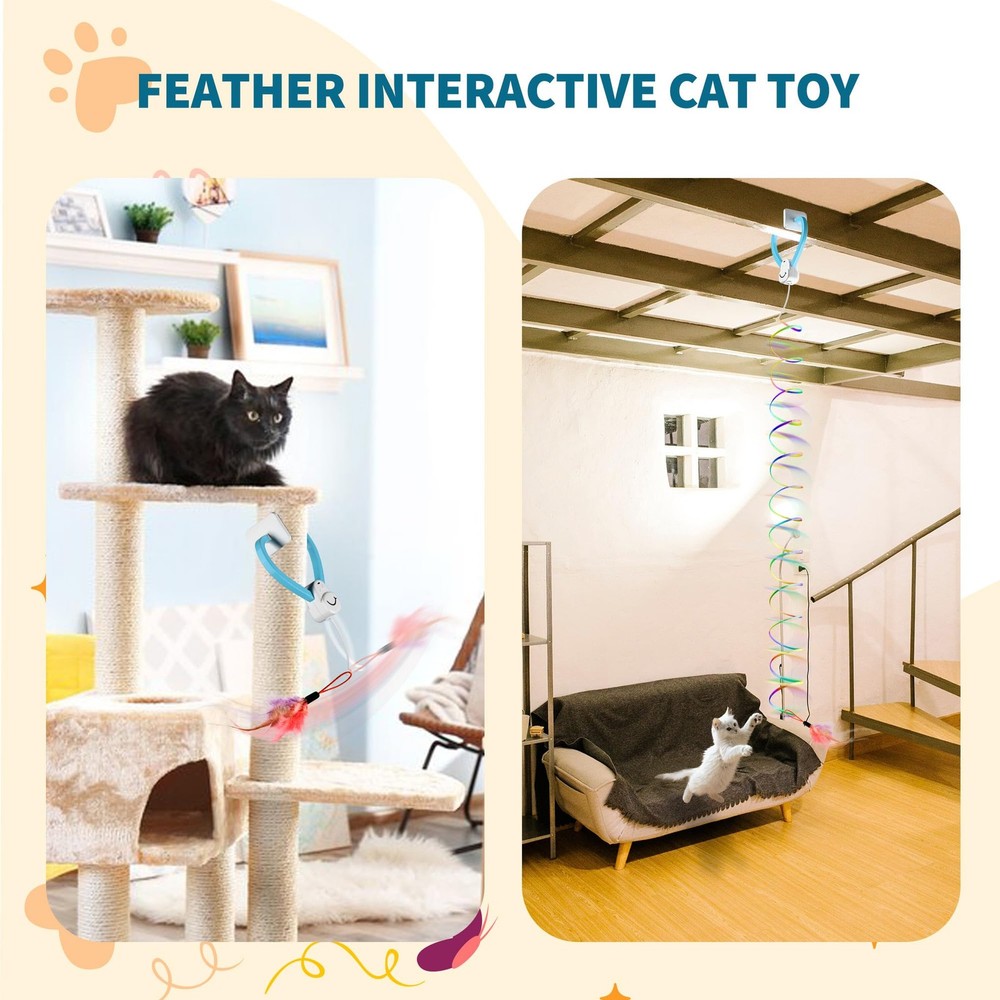 Interactive Cat Toys for Indoor Cats,Automatic String Feather Wand Teaser Enrich