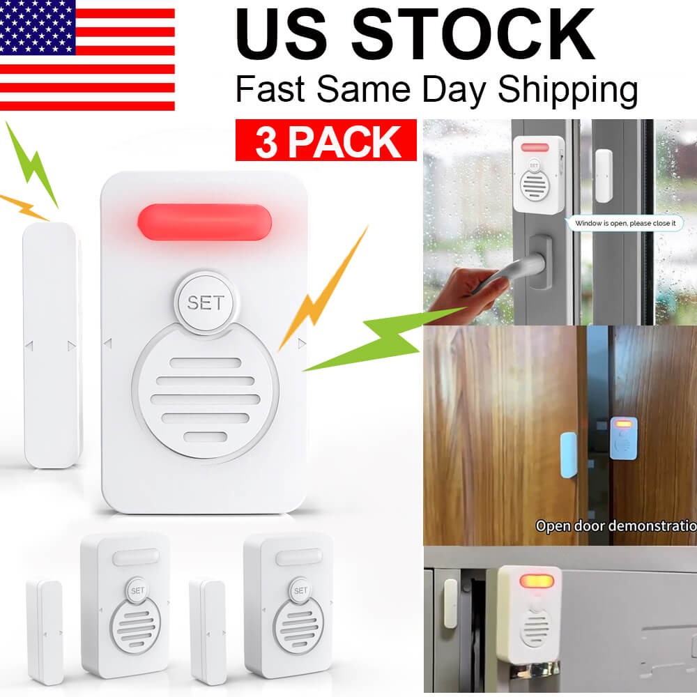 Wireless Door Alarm When Opened Voice Alert Magnetic Sensor Adjustable Volume ×3