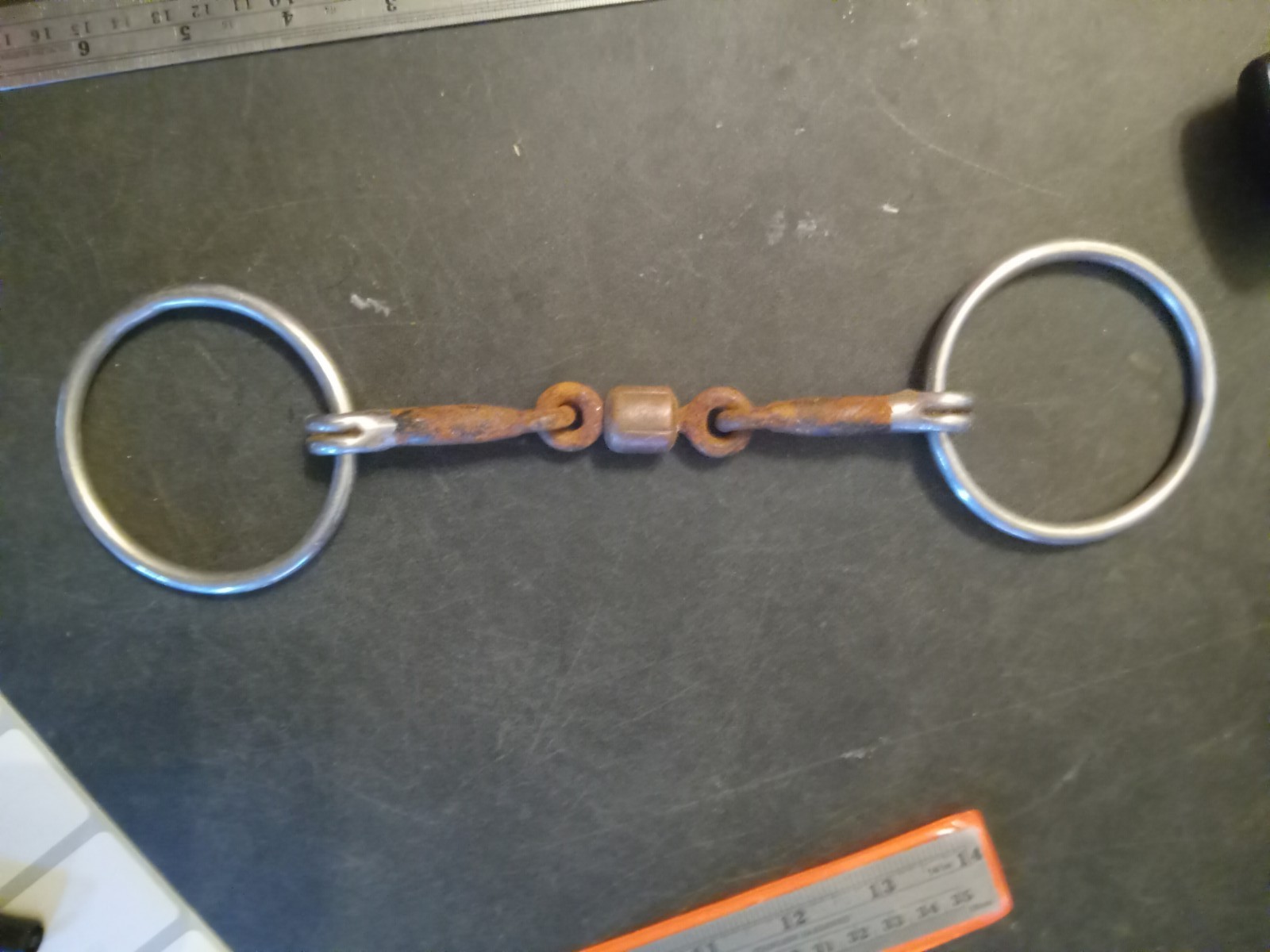 Loose ring snaffle bit sweet iron mouth 5 1/4 in  dog bone copper roller