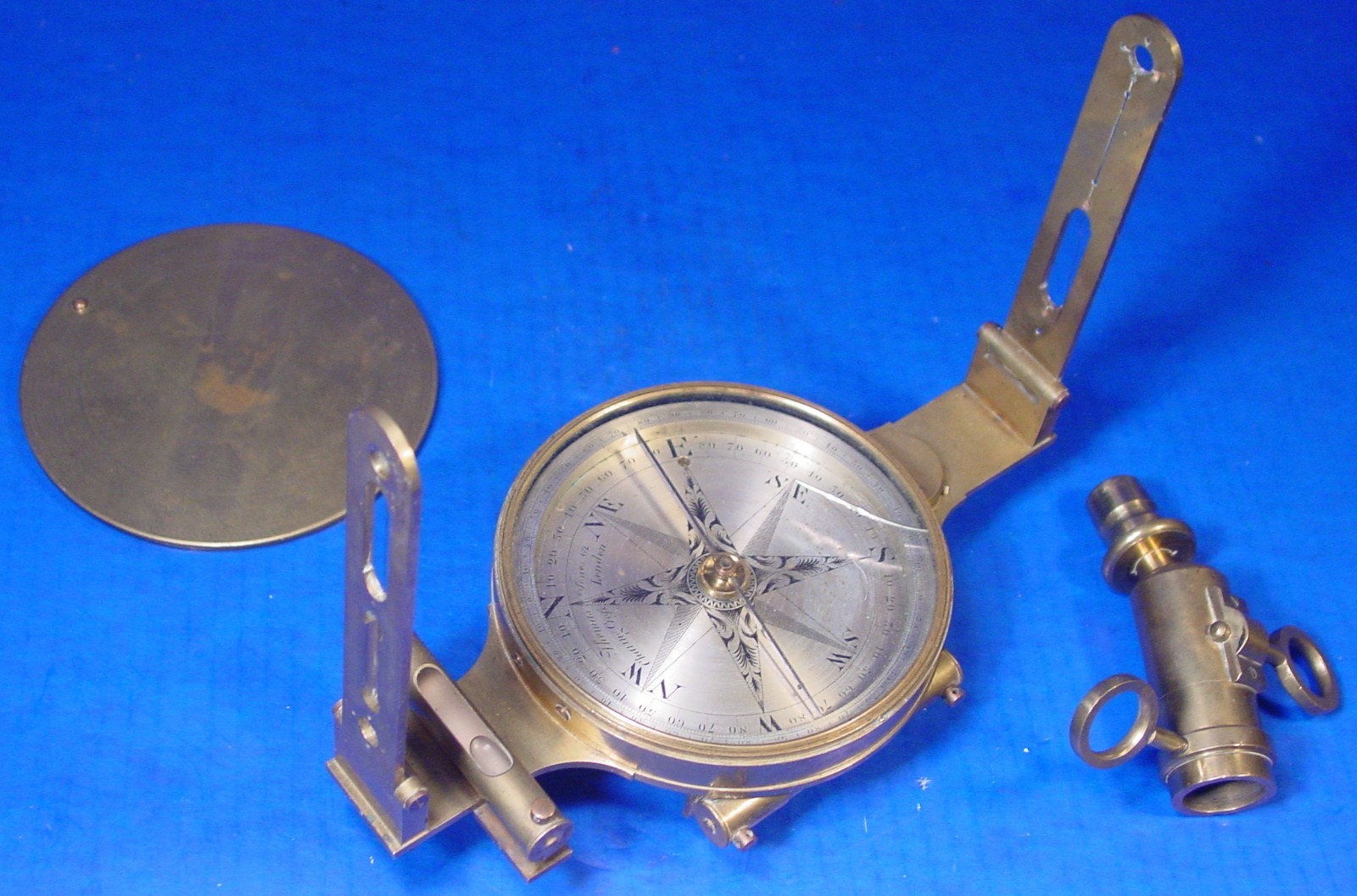 1816 Thomas Jones Compass folding Sight Vanes Vertical Arc - Rare Early Compass