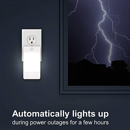 4-in-1 LED Night Light & Emergency Backup, Motion & Dusk Sensor, Rechargeable, 2