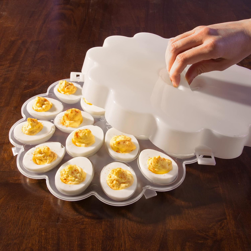 Deviled Egg Containers with Lid – Set of 2 Platters Hold 18 Eggs Each – Egg Cont