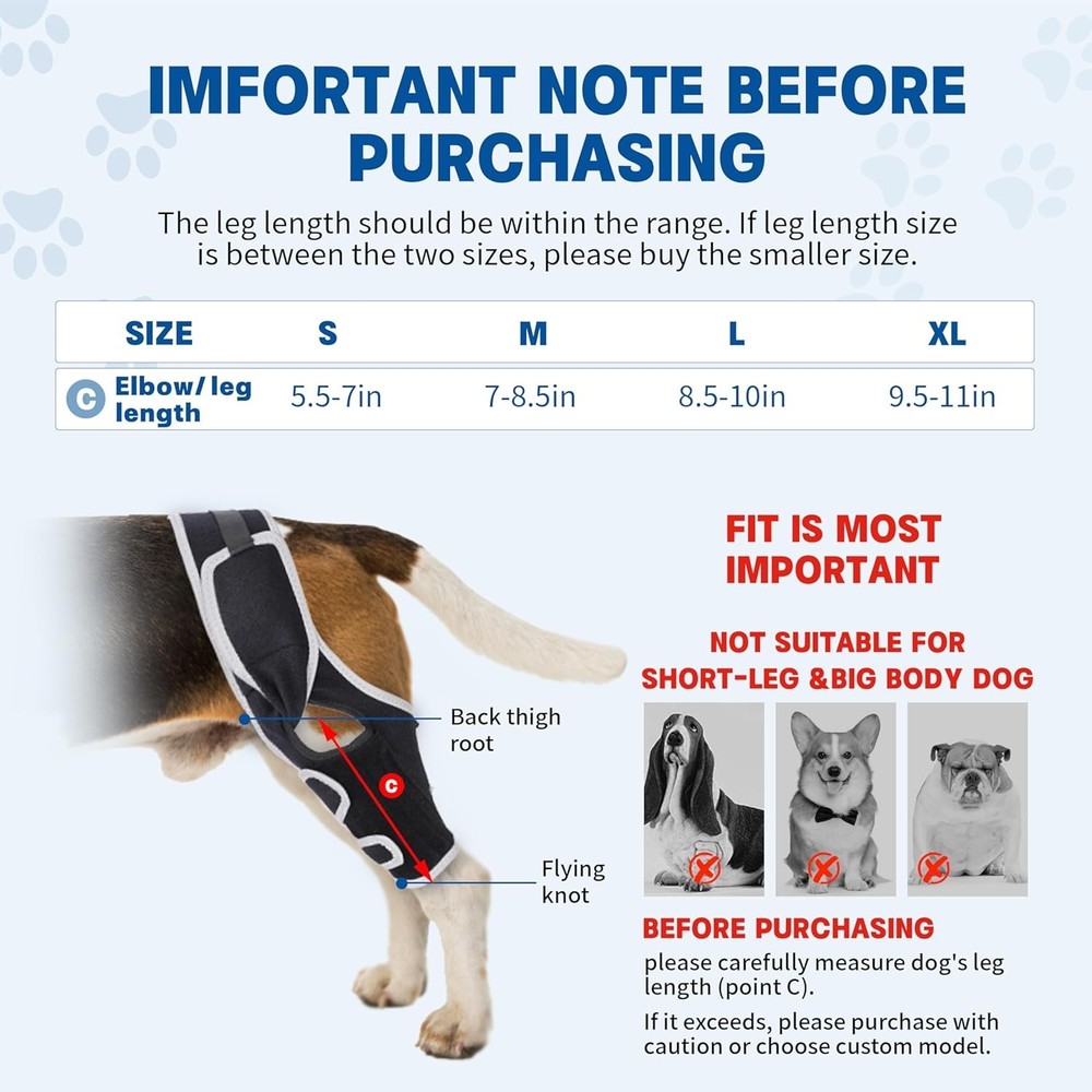 Universal Dog Knee Brace – Torn ACL, Joint Support, Front/Back Legs Size Large