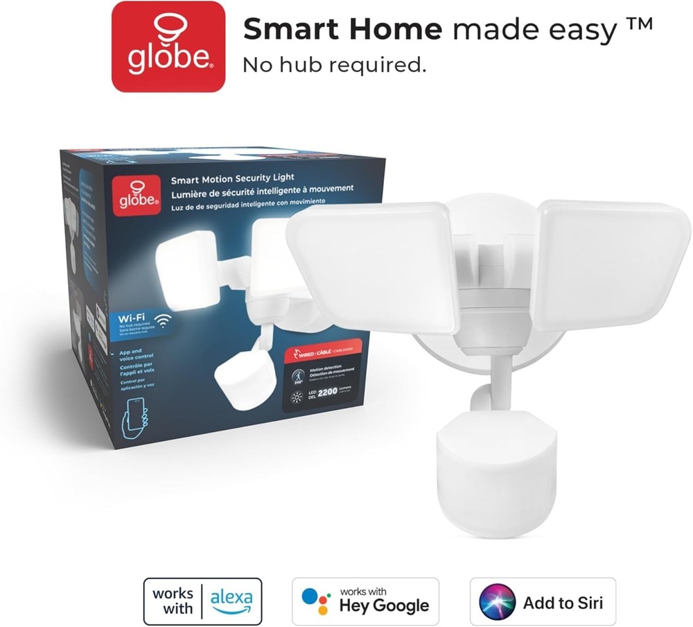 Globe Smart Motion Security Light – WiFi, 2200lm, Alexa/Siri/Google
