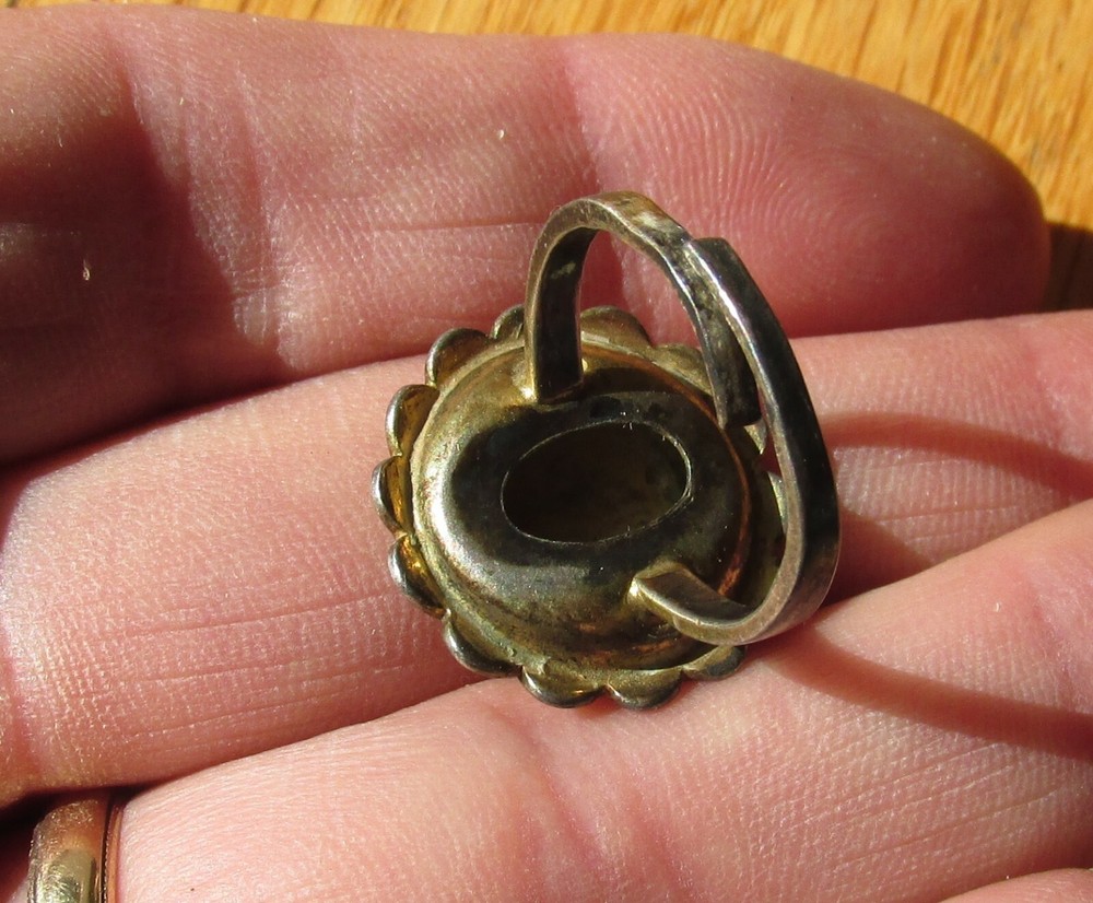 US Navy USN Seabee ring Silver enameled