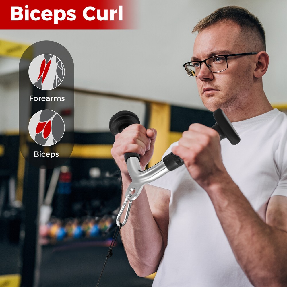 4 PCS V-Shaped Cable Machine Attachment Set Press Down Bar Double D Handle