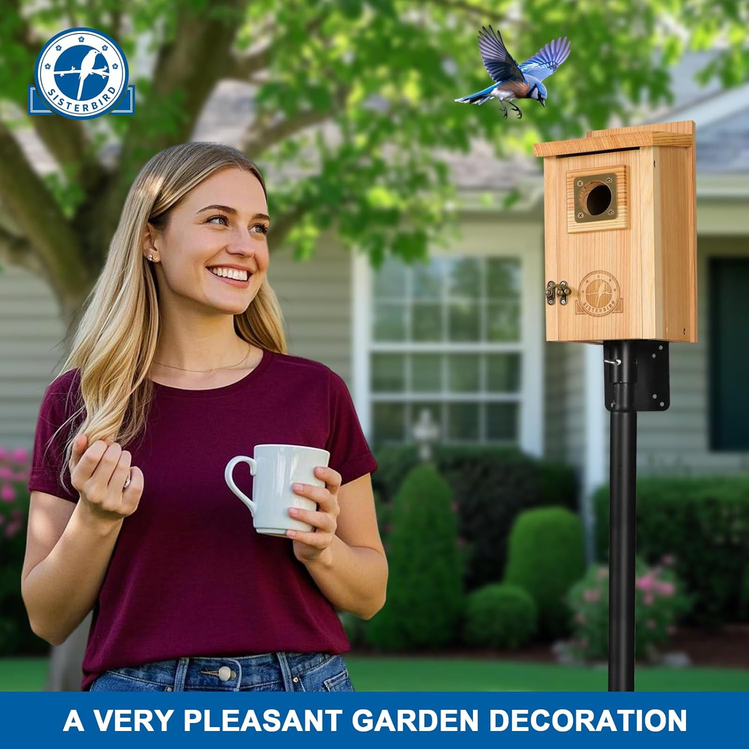 2 Pack Bird Houses for outside Clearance with Copper Guard, Cedar Bird House Out