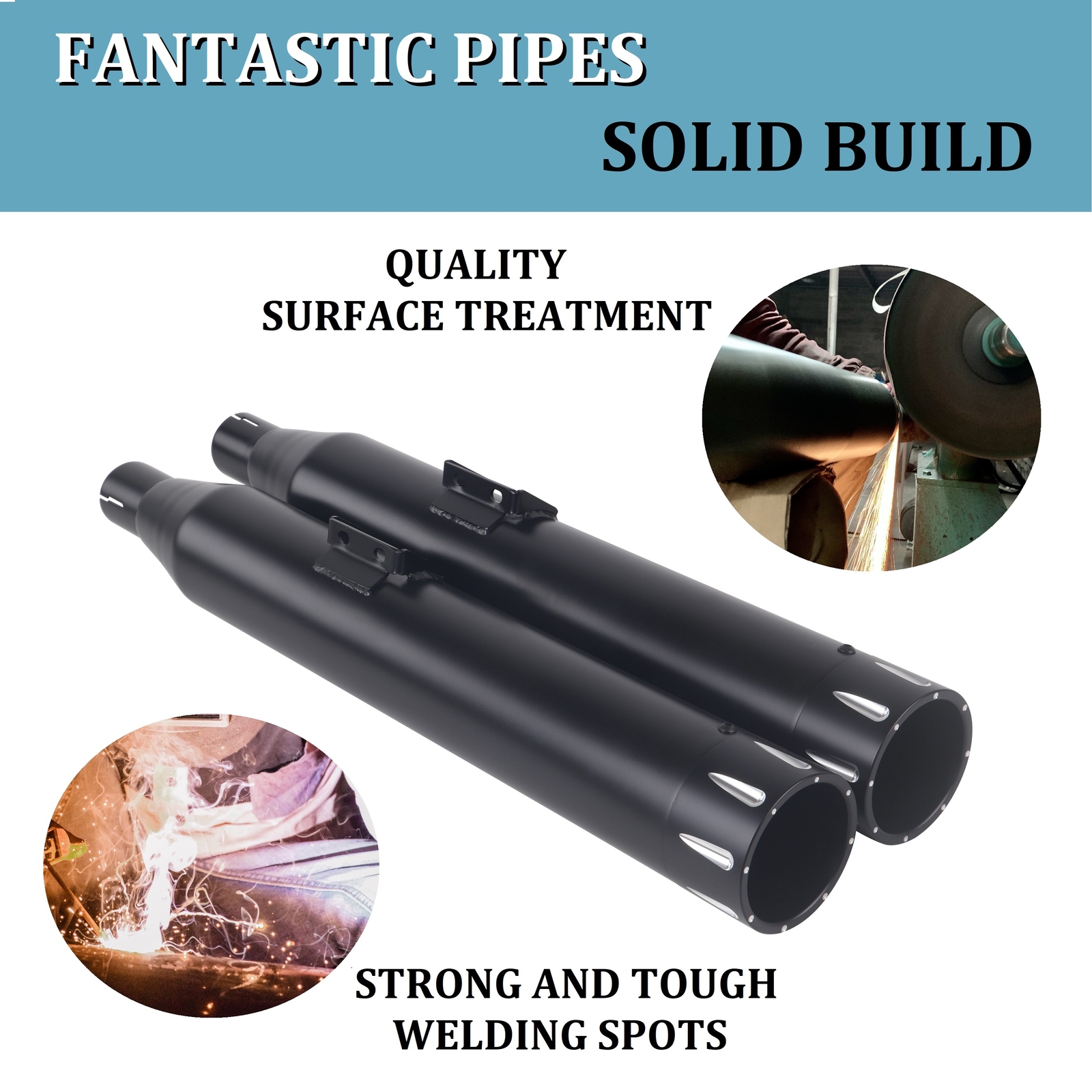 SHARKROAD 3.5" Slip On Mufflers Exhaust for 18- 23 Softail M8 Premium Black