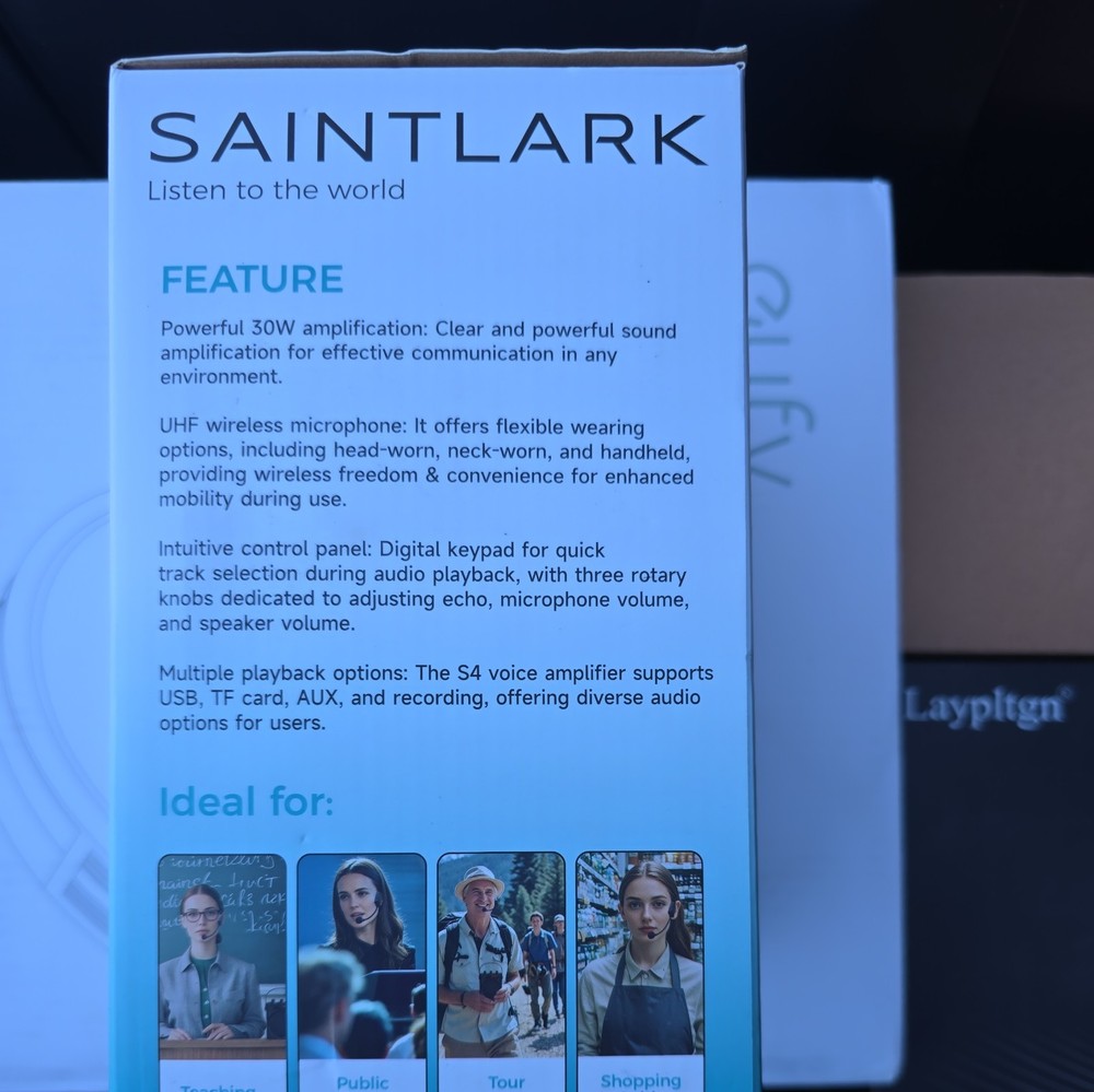 SAINTLARK S4 Voice Amplifier Bluetooth 5.3 Wireless Headset Microphone/Wired ...