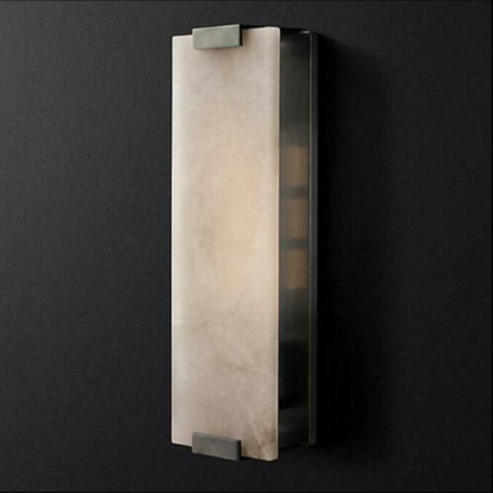 Marble Wall Light Hand Carved Alabaster Rectangular Sconce LED Indoor Wall Lamp