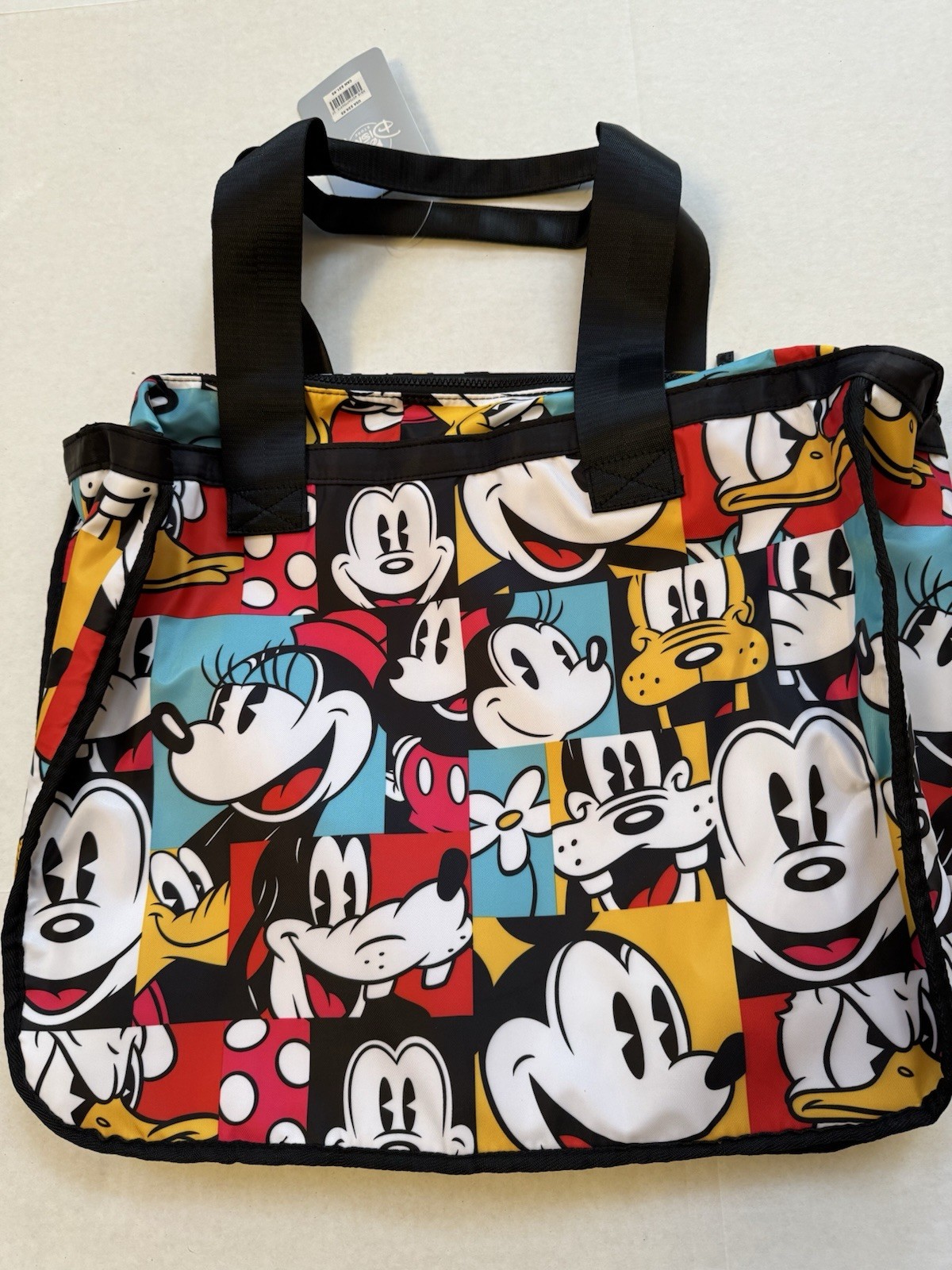 Disney Mickey Mouse And Friends Large Tote Bag Zipper Closure Dual Handles NWT