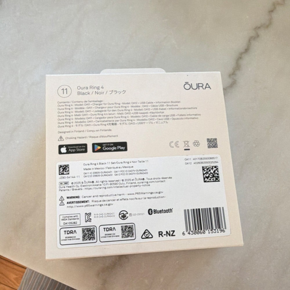 Oura Ring 4 Black Size 11 Bluetooth Activity Tracker for iOS Android