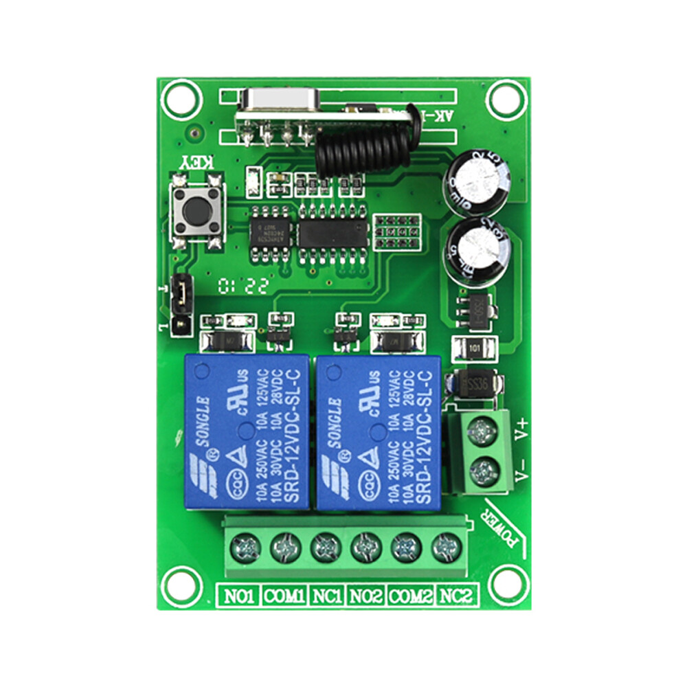 DC12V 2 Channels Universal RF Remote Controller Switch Wireless Relay Receiver