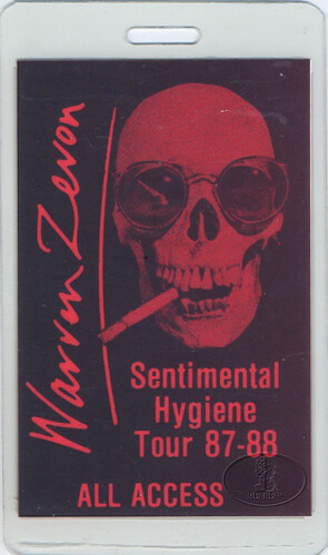 WARREN ZEVON 1987-88 Laminated Backstage Pass Red