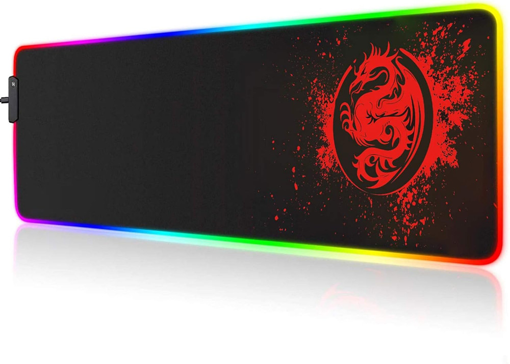 Large Anime Dragon Keyboard Mat - 15 Light Modes, High Performance, Extended Mou