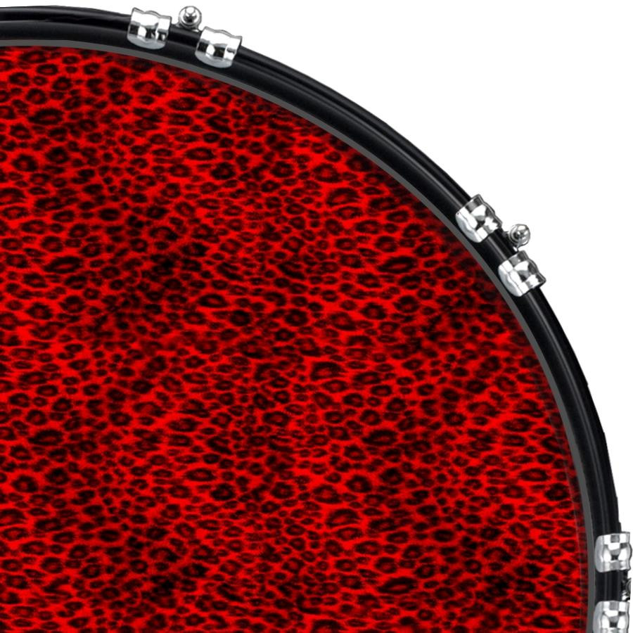 20" Custom Bass Kick Drum Front Head Graphical Graphic Leopard Print Red