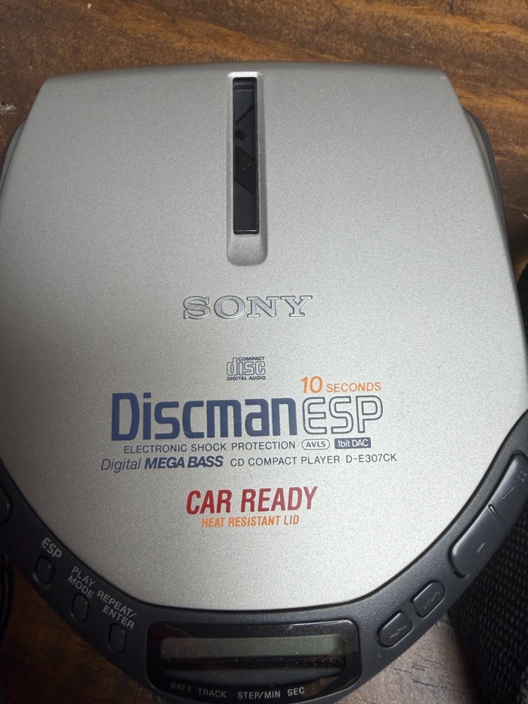 Working Sony Discman ESP CD Player Car Ready Cord & Case Logic Bag
