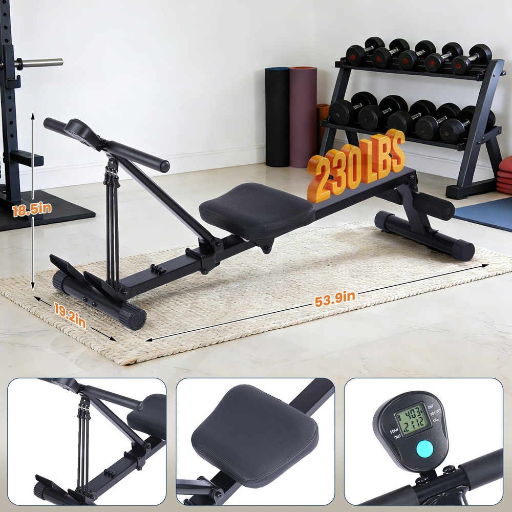 Rowing Machine for Home Use, Compact Rower Machine with LCD Display, 276 LB C...