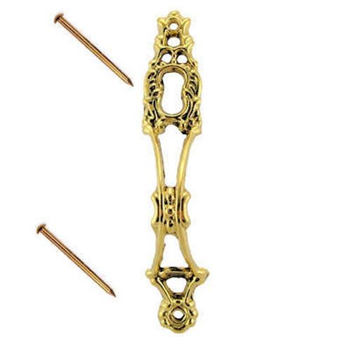 3-3/8" Victorian China Cabinet Finger Pull with Keyhole Solid Brass