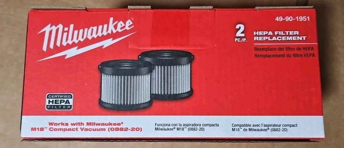 Milwaukee 49-90-1951 Replacement Filter for 0882-20 M18 COMPACT Vacuum 2 pk.