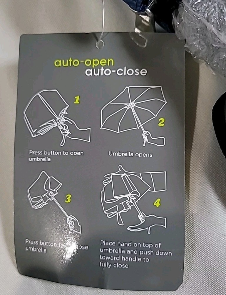 PEERLESS 76730 Umbrella Blue Auto Open/ Auto Close. 36” Diameter When Open NWT