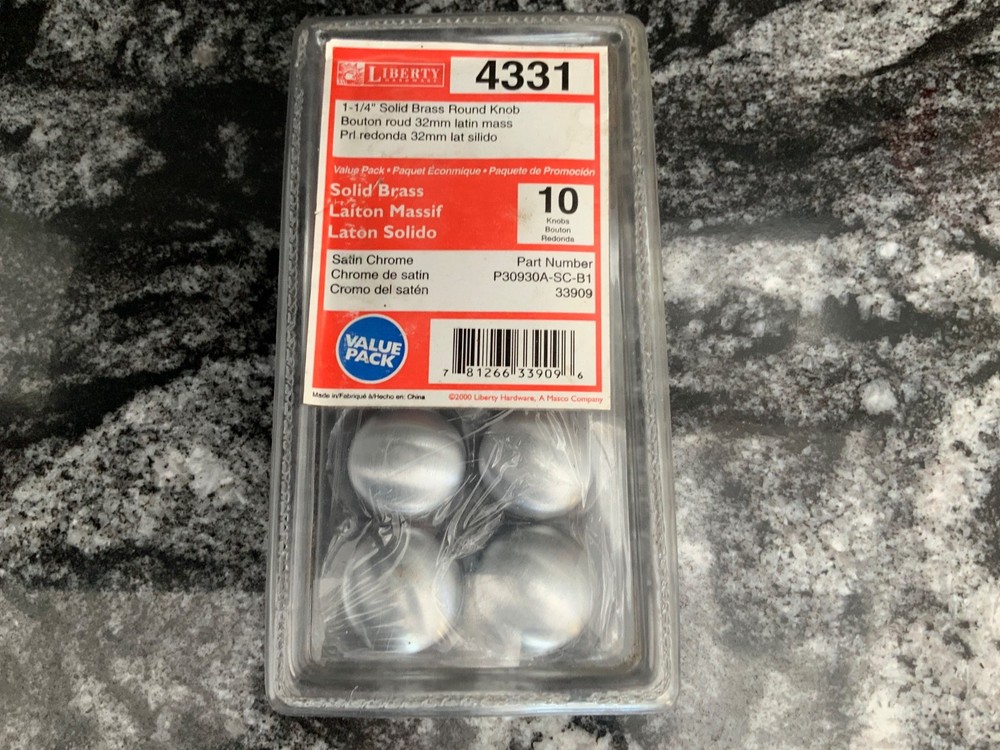 Liberty Hardware VTG Solid satin brass Rd. Knobs 1-1/4” 10 Cabinet Knobs Drawer