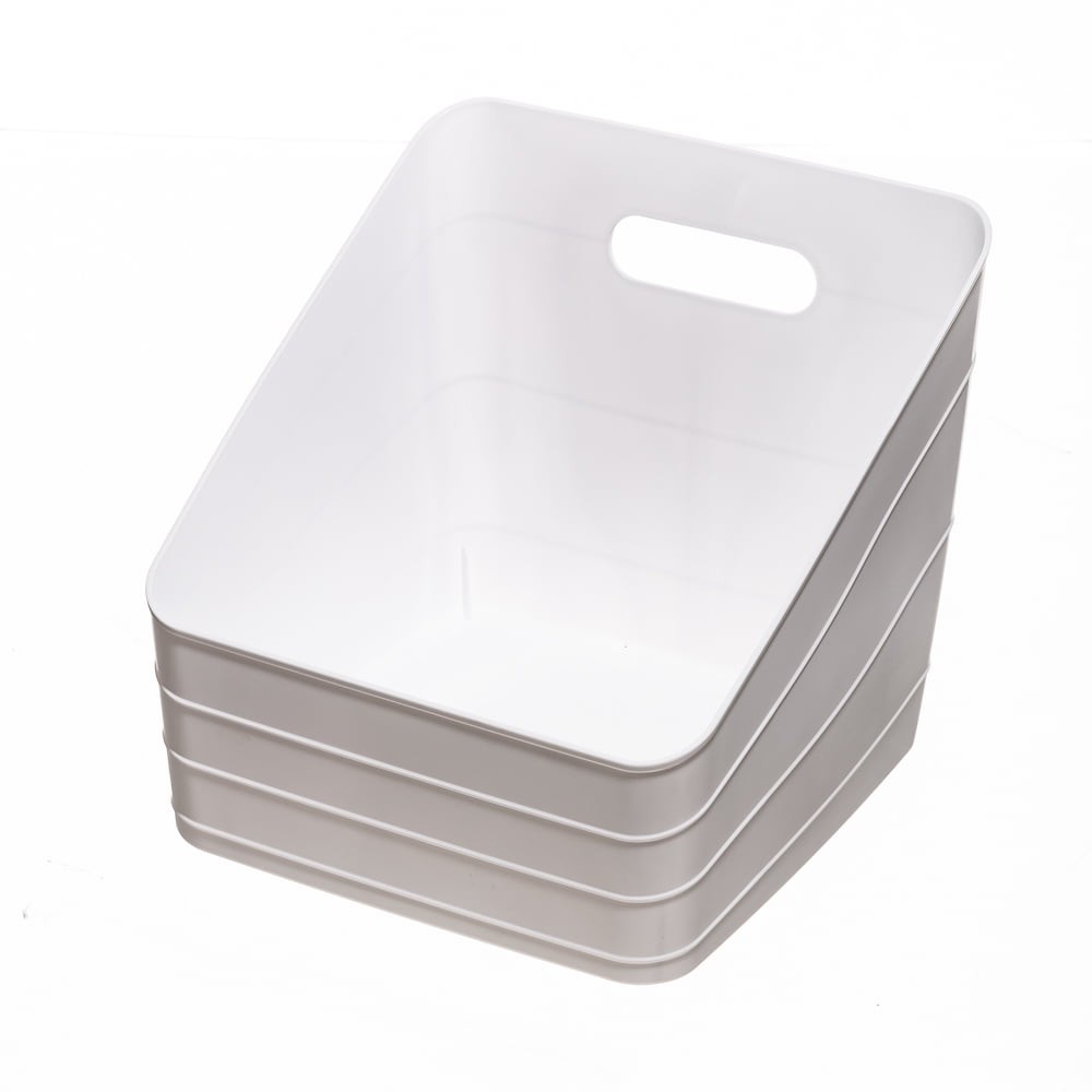 Flexible Plastic Closet Bin, White, 4 pack