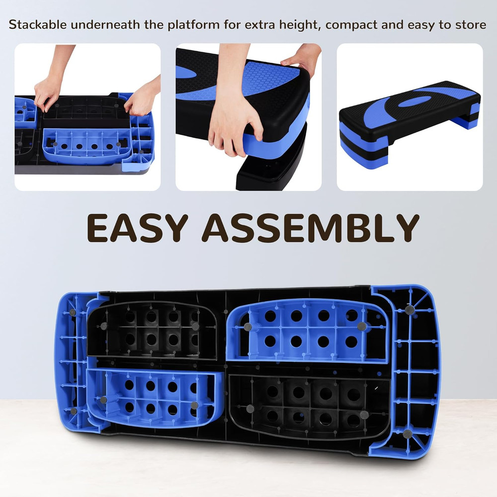 Aerobic Step Platform Trainer with Adjustable 3-Level Risers, 400 Pound Weight C